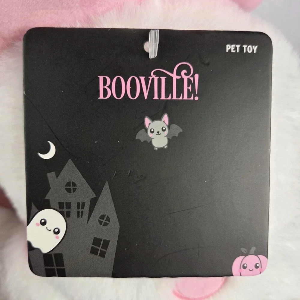 Booville Ghost Dog Toy 26 Inch Pink White Halloween Plush Squeaky Pet Toy New